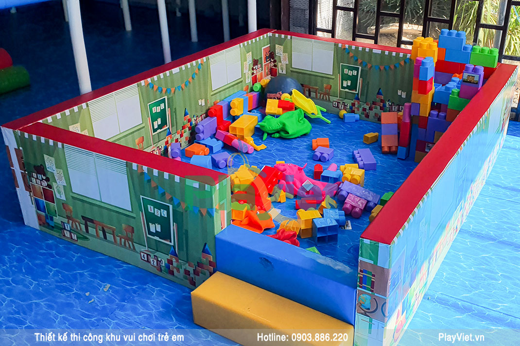 Nhà chơi lego mẫu khu vui chơi trẻ em kết hợp quán cafe diện tích 150m2 S21002